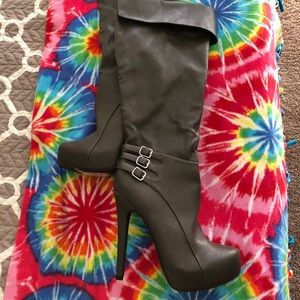 grey knee high boots